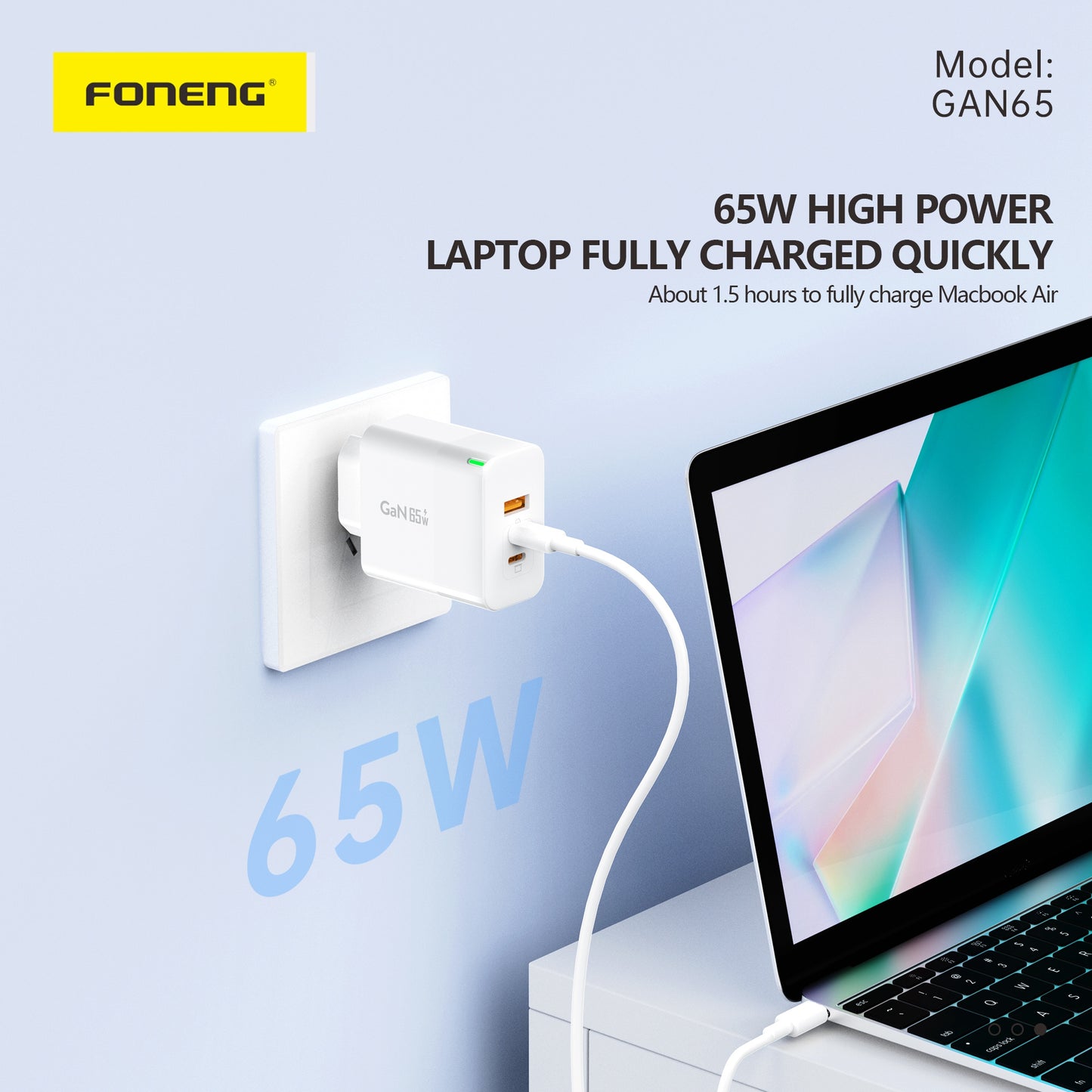 GAN65 A+C+C 3-PORT GAN CHARGER (65W)