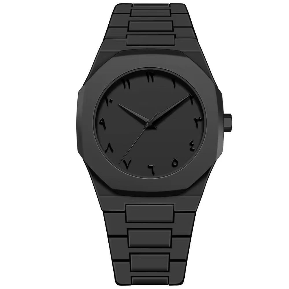 Explosive Arabic Digital Middle East Hot Black Matte Oil-sensitive Plastic Men's Watch Wholesale Cross-border Quartz Watch