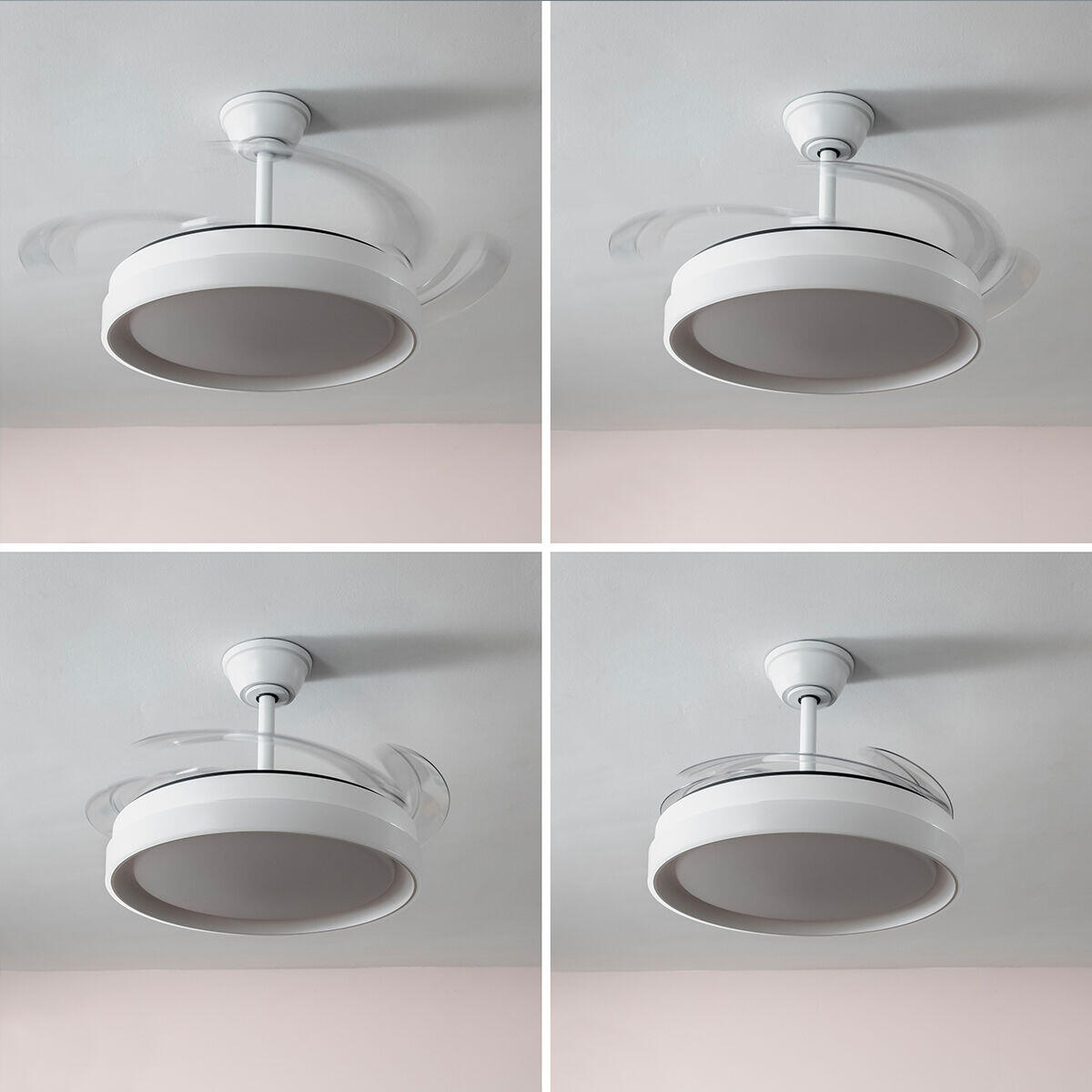 Ventilador de Techo con Luz LED y 4 Aspas Retráctiles Woteez InnovaGoods Madera 72 W Ø49-104 cm