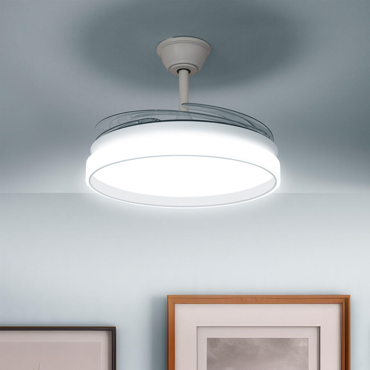 Ventilador de Techo con Luz LED y 4 Aspas Retráctiles Woteez InnovaGoods Madera 72 W Ø49-104 cm