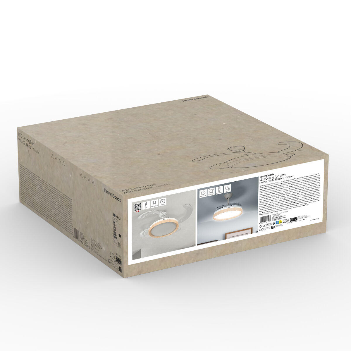 Ventilador de Techo con Luz LED y 4 Aspas Retráctiles Woteez InnovaGoods Madera 72 W Ø49-104 cm