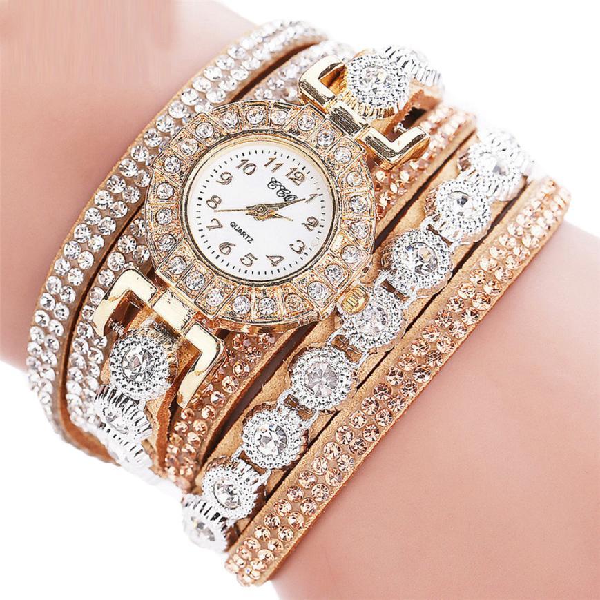 Timeless Glamour: Leather Rhinestone Watch Bracelet for Effortlessly Chic Style