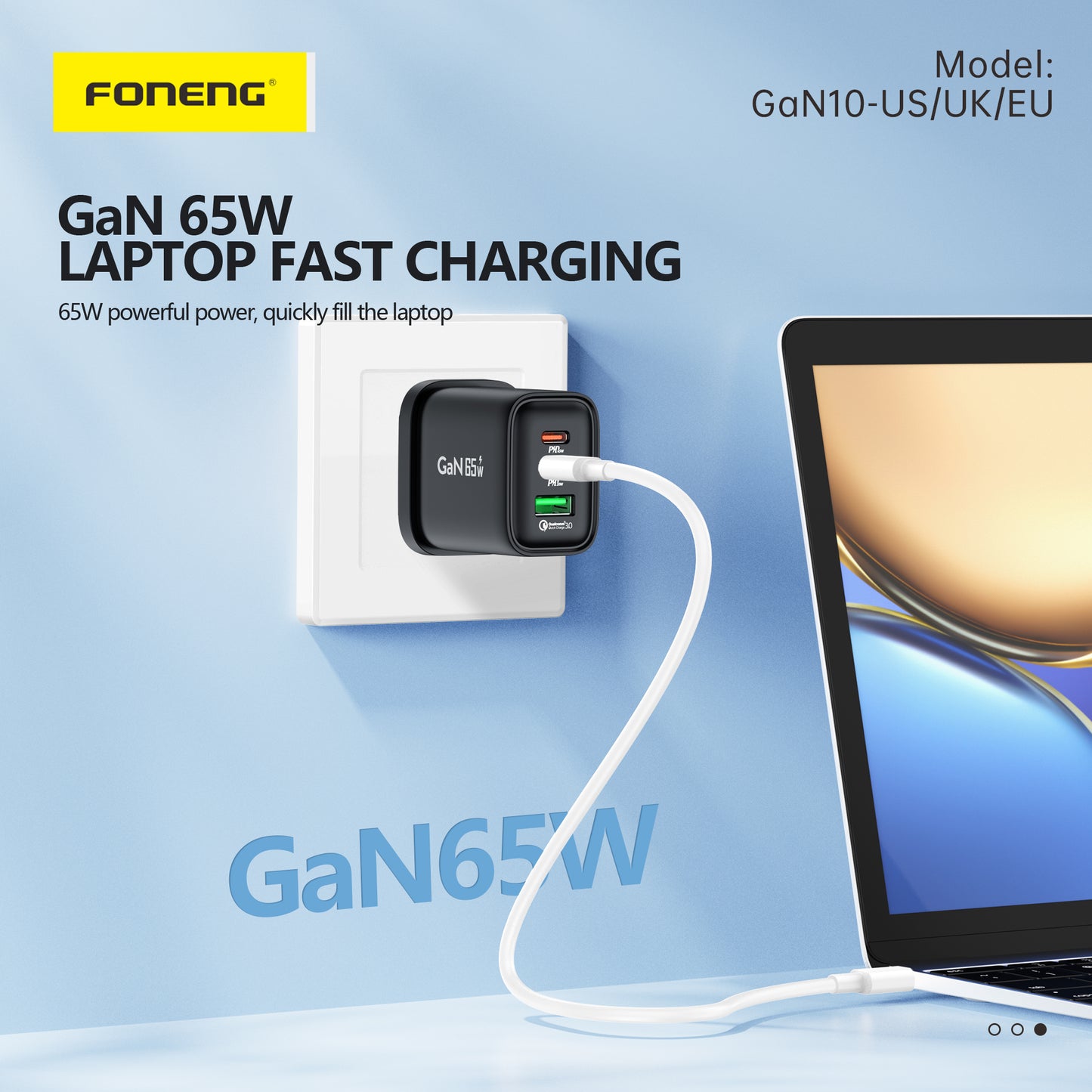 GAN10-EU A+C+C 3-PORT GAN CHARGER (65W)