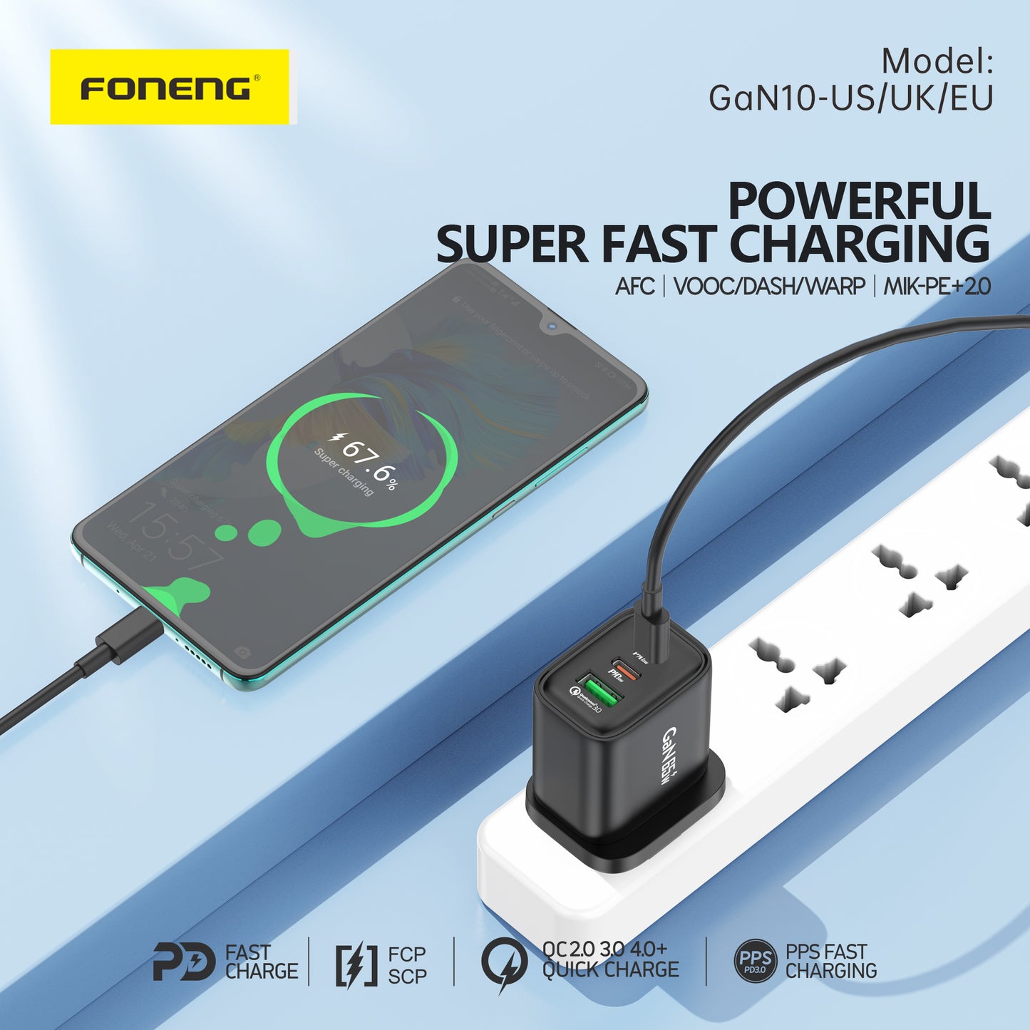 GAN10-EU A+C+C 3-PORT GAN CHARGER (65W)