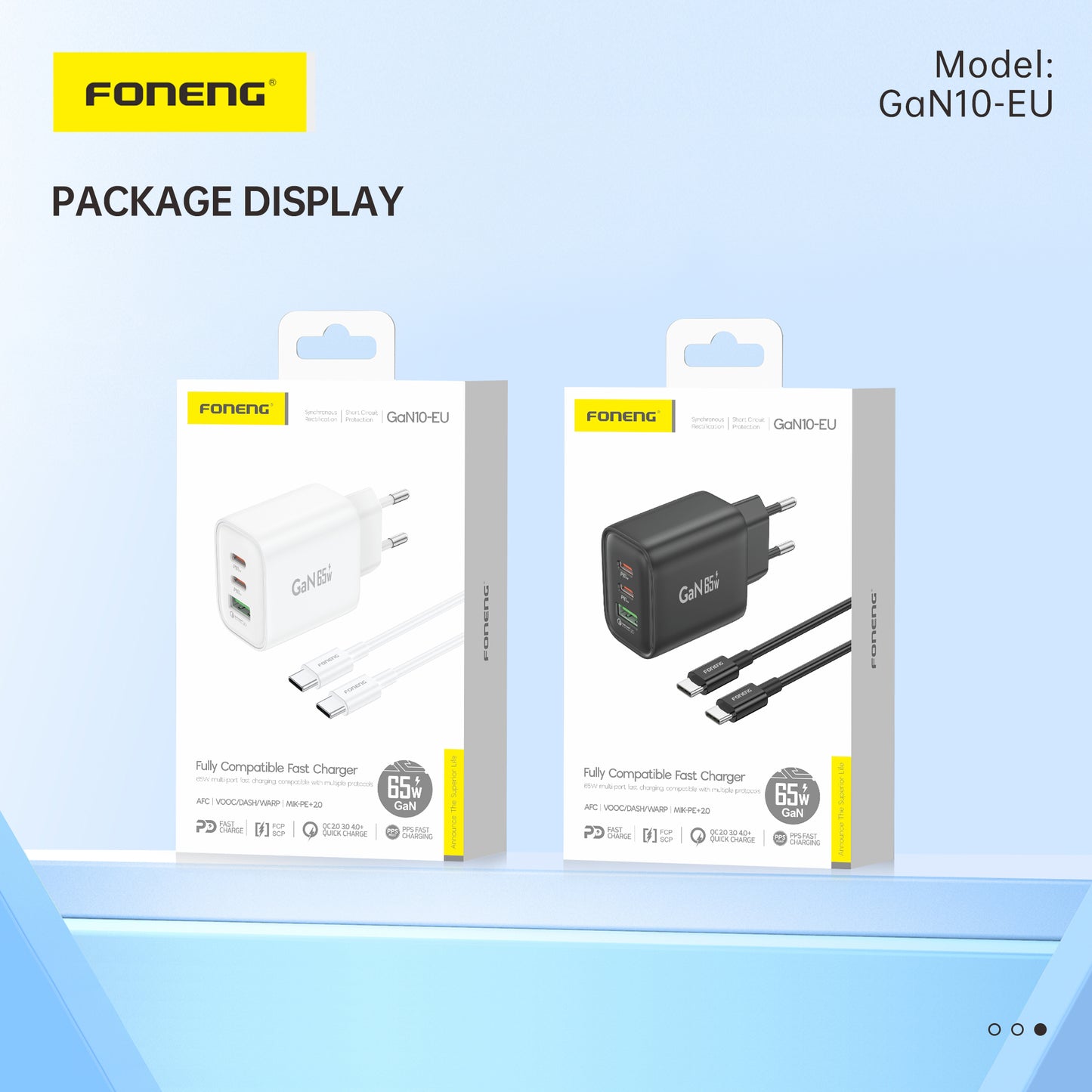 GAN10-EU A+C+C 3-PORT GAN CHARGER (65W)