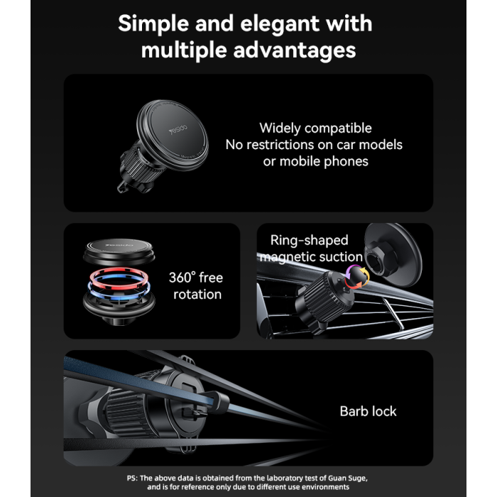 C252 360 Rotation Strong Magnetic Suction Barb Lock Air Outlet Magnetic Car Phone Holder