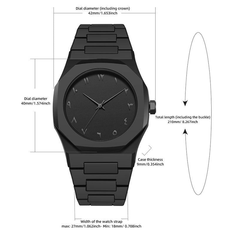 Explosive Arabic Digital Middle East Hot Black Matte Oil-sensitive Plastic Men&#039;s Watch Wholesale Cross-border Quartz Watch