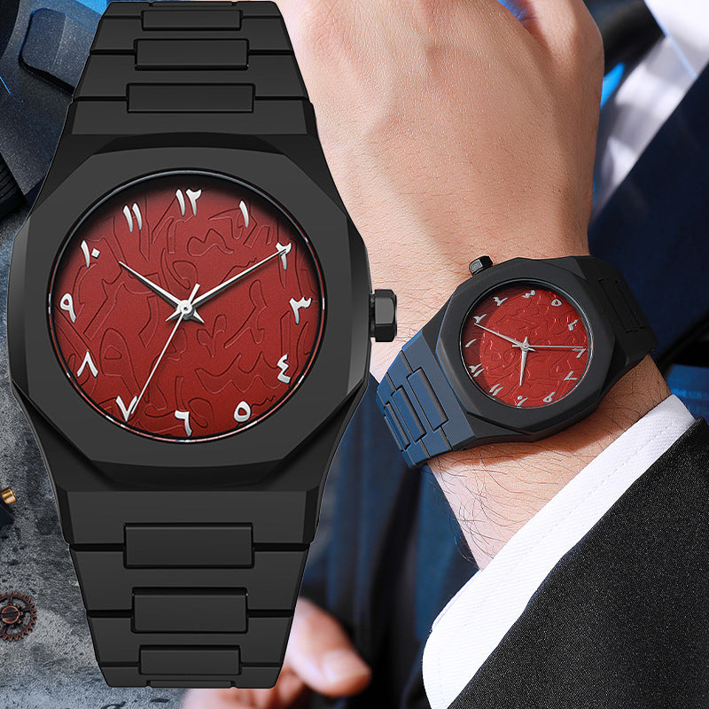 Explosive Arabic Digital Middle East Hot Black Matte Oil-sensitive Plastic Men&#039;s Watch Wholesale Cross-border Quartz Watch