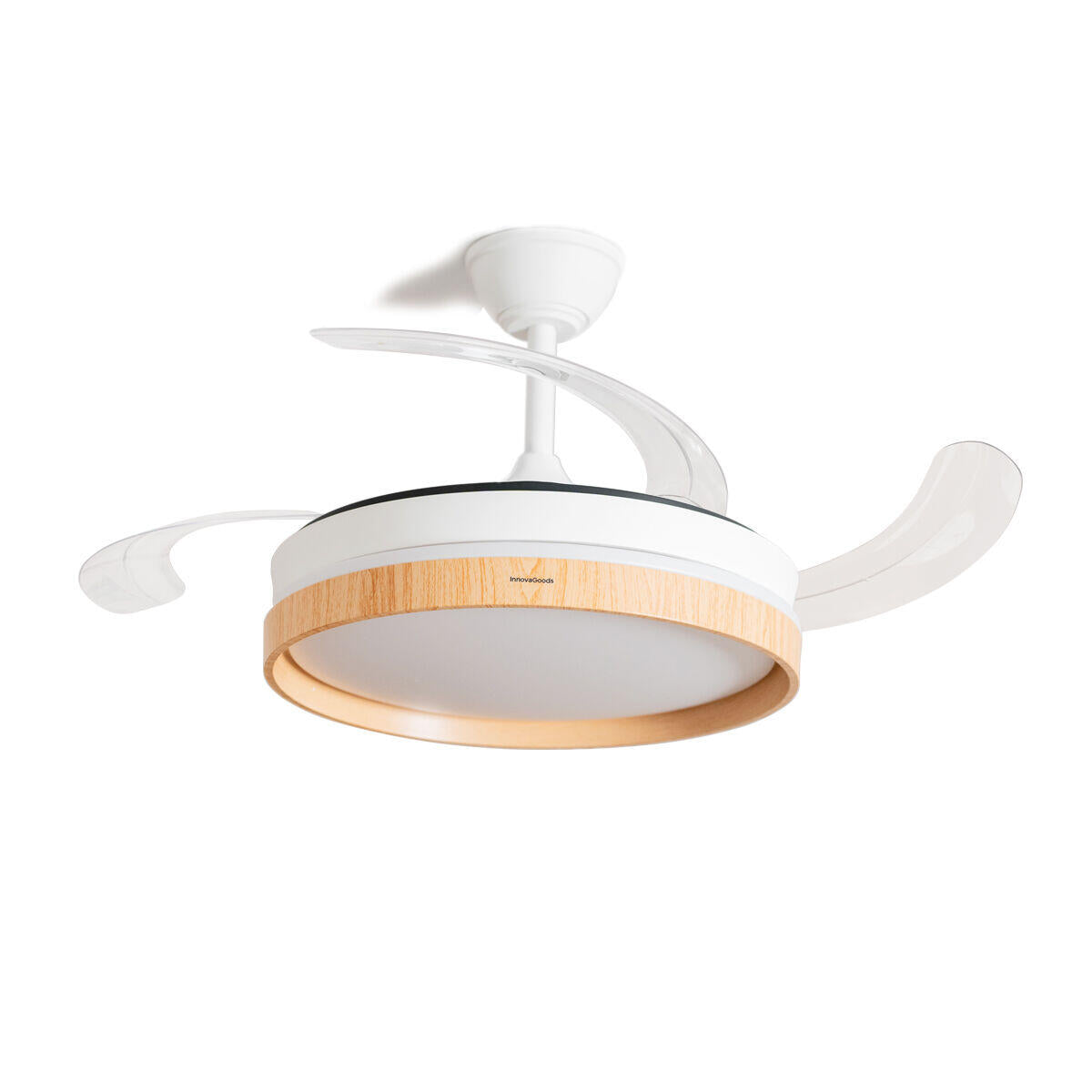 Ventilador de Techo con Luz LED y 4 Aspas Retráctiles Woteez InnovaGoods Madera 72 W Ø49-104 cm